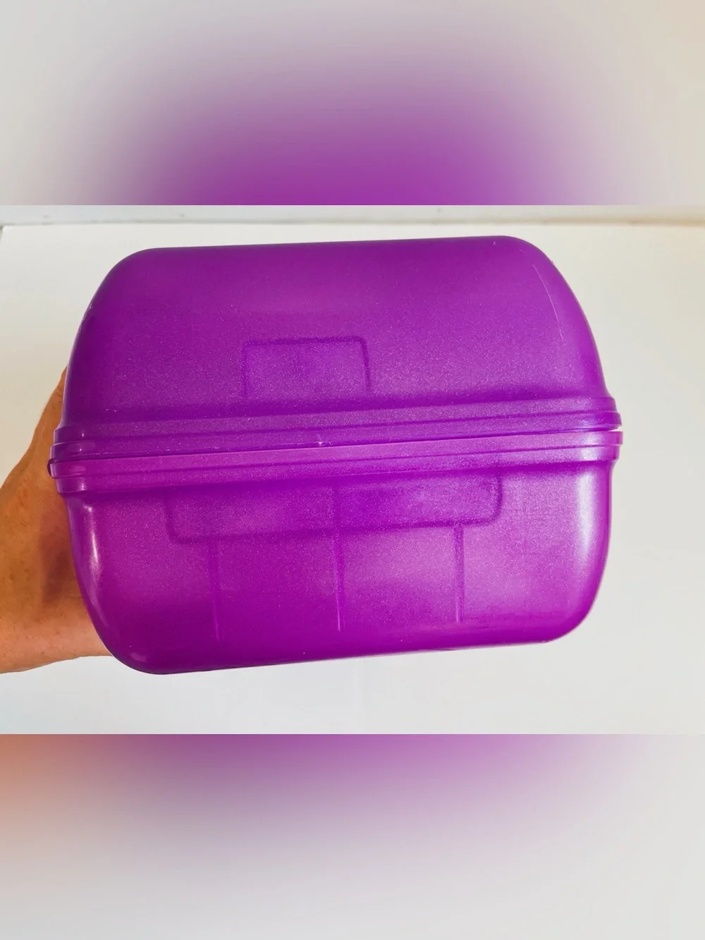 Vintage 90s Retro Caboodles Makeup Case Purple Shimmer Organizer Box Mirror USA